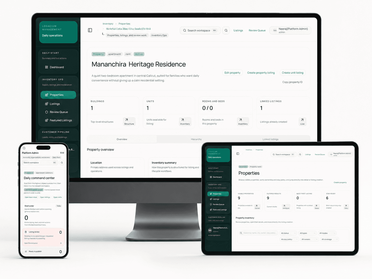 Property management platform dashboard presentation